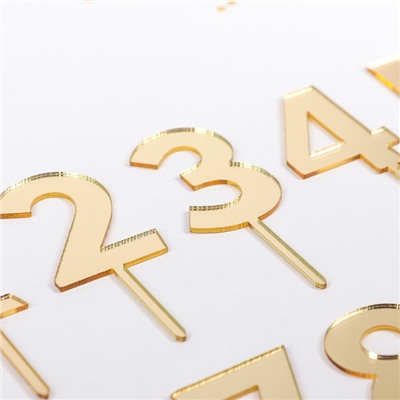 Набор топперов для торта Доляна «Цифры», 10 шт, 8×3 см, цвет золотой