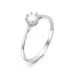 Кольцо из серебра с фианитом родированное на предложение руки 401012-985