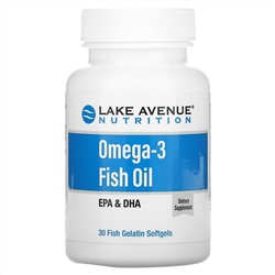 Lake Avenue Nutrition, омега-3, рыбий жир, 30 капсул из рыбьего желатина