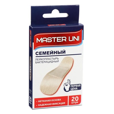 MASTER UNI  Лейкопластырь бактерицидный "Семейный"  на нетканной основе 20 шт