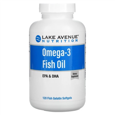 Lake Avenue Nutrition, AlaskOmega, рыбий жир с омега-3, 120 капсул из рыбьего желатина