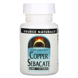 Source Naturals, себацинат меди, 22 мг, 120 таблеток