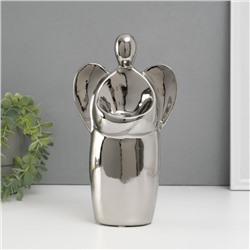 Подсвечник керамика на 1 свечу "Ангел" d=3,5 см серебро 14х9,5х25 см