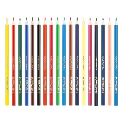 Набор карандашей цветных Красин "Алые Паруса" , трёхгранные, заточенные, европодвес, 18 штук
