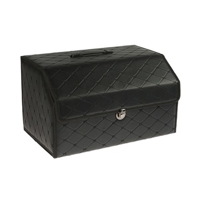 Органайзер кофр в багажник, 55 х 30 х 31 см, экокожа, черный-черный