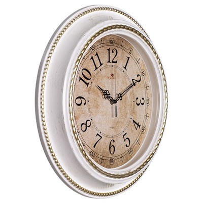 Часы настенные интерьерные "Плетение", бесшумные, d-45.5 см, бело-золотые, АА