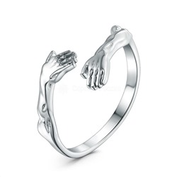Кольцо из серебра родированное - Руки, Объятия