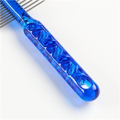 Расчёска для шерсти "Пузырьки" двухсторонняя, прозрачная, 19,5 х 5,6 см, синяя