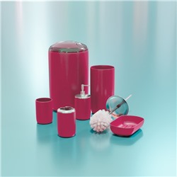 Набор аксессуаров для ванной комнаты «Тринити», 6 предметов (мыльница, дозатор для мыла, два стакана, ёрш, ведро), цвет розовый