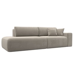 Прямой диван «Лига 036 Модерн», подлокотник справа, еврокнижка, микровельвет, бежевый