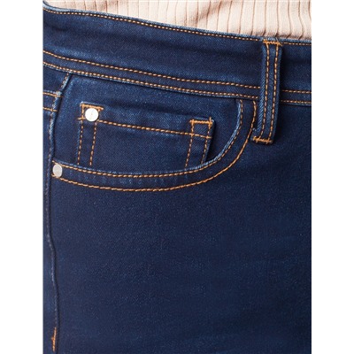 Укороченные джинсы на ФЛИСЕ с эластаном темно-синий