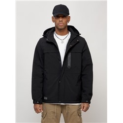 Куртка молодежная мужская весенняя с капюшоном черного цвета 702Ch