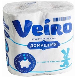 Туалетная бумага Veiro (Вейро) Домашняя, 2-х слойная, цвет белый, 4 шт