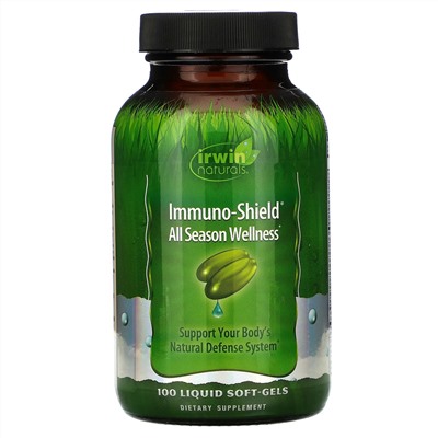 Irwin Naturals, Immuno-Shield, добавка для хорошего самочувствия на весь год, 100 желатиновых капсул