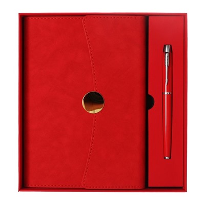 Органайзер на кольцах А6+, 80 листов, кожзам, c клапаном, линия, с ручкой, в подарочной коробке, красный