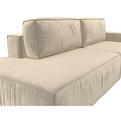 Прямой диван «Прага модерн», еврокнижка, подлокотник справа, микровельвет, цвет бежевый