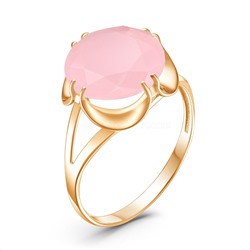 Кольцо из золочёного серебра с плавленым розовым кварцем 511-10-03з-121