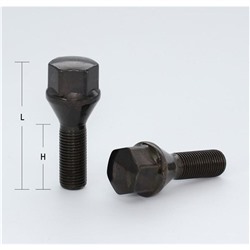 Болт M14x1,25, 55/28, hex17, конус, чёрный