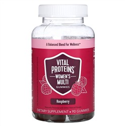 Vital Proteins, Мультивитамины для женщин, малина, 90 жевательных таблеток