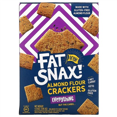 Fat Snax, Крекеры из миндальной муки, все, что угодно, 120,5 г (4,25 унции)