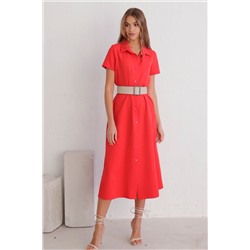 11710 Платье-рубашка удлинённое красное