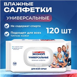 Влажные салфетки «Эконом Smart», для всей семьи, 120 шт.