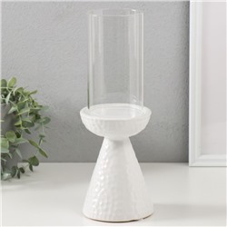 Подсвечник керамика, стекло на 1 свечу "Ибис" d=7,5 см белый 10,5х10,5х29,5 см