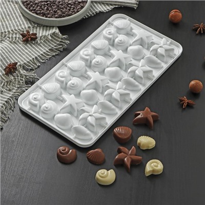 Форма для конфет и шоколада «Морское дно», 28×14,5 см, 28 ячеек, цвет МИКС