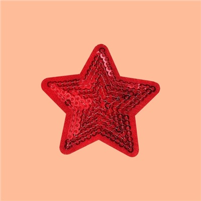 Термоаппликация «Звезда», с пайетками, 5,2 × 5,2 см, цвет красный
