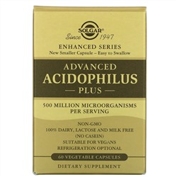 Solgar, Advanced Acidophilus Plus, 60 растительных капсул