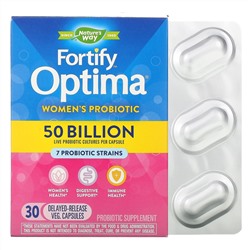 Nature's Way, Пробиотик Fortify Optima, для женщин, 50 миллиардов, 30 вегетарианских капсул с отсроченным высвобождением
