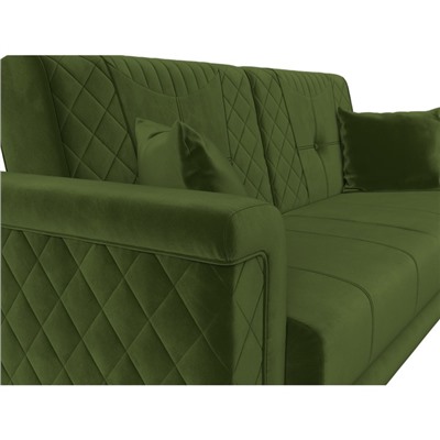 Прямой диван «Неаполь», механизм книжка, микровельвет, цвет зелёный