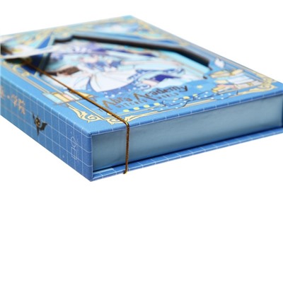Записная книжка в подарочной коробке А6, 96 листов, цветной блок, на замке "Аниме", МИКС