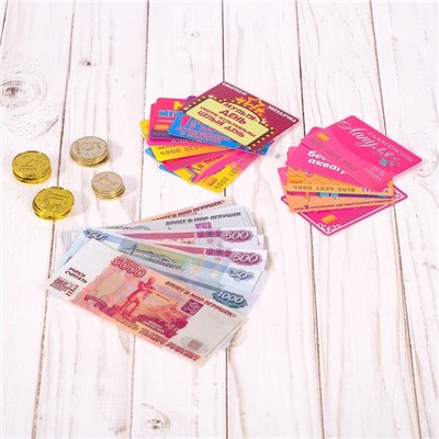 Игровой набор «Магазинчик», бумажные купюры, монеты, карточки, в пакете
