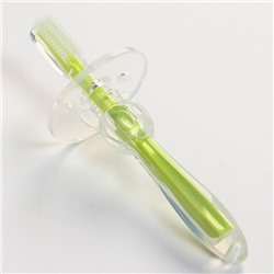УЦЕНКА Детская зубная силиконовая щетка с ограничителем, цвет зеленый
