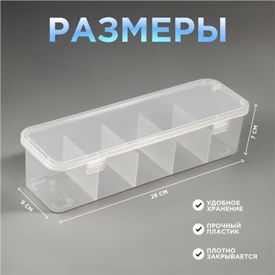 Органайзер для хранения, с крышкой, 28×9×7 см, прозрачный