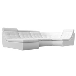 П-образный модульный диван «Холидей Люкс», механизм дельфин, экокожа, цвет белый