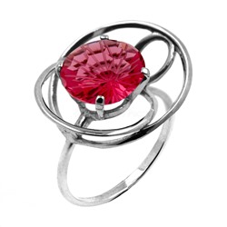 Кольцо из серебра с пл.кварцем цв.розовай родированное