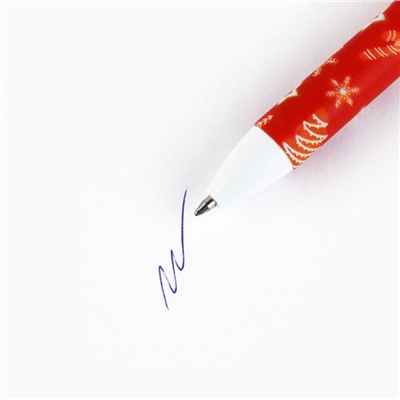 Новый год. Ручка шариковая синяя паста, автоматическая матовая «Сладких моментов», 0.7 мм