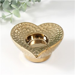 Подсвечник керамика на 1 свечу "Сердце" d=4 см золото 10,2х10,2х4,3 см
