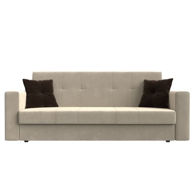 Прямой диван «Лига 016», механизм книжка, микровельвет, цвет бежевый / коричневый