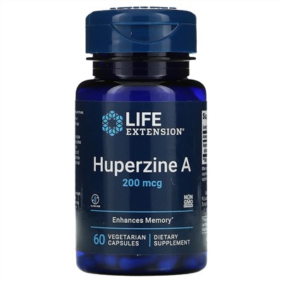 Life Extension, Гуперзин А, 200 мкг, 60 растительных капсул