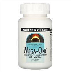 Source Naturals, Mega-One, высокоэффективный мультивитамин с минералами, 60 таблеток