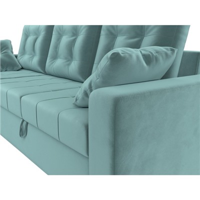 Угловой диван «Камелот», левый угол, механизм дельфин, велюр, цвет бирюзовый