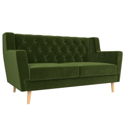 Прямой диван «Брайтон 2 Люкс», без механизма, микровельвет, цвет зелёный