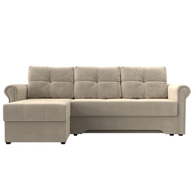 Угловой диван «Леон», левый угол, механизм еврокнижка, микровельвет, цвет бежевый