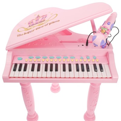 Пианино «Розовая мечта» с микрофоном и стульчиком, световые и звуковые эффекты, уценка