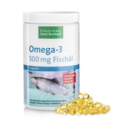 Krauterhaus Sanct Bernhardt Omega 3 Fish Oil Capsules 500 mg XXL economy pack, 1000 капсул