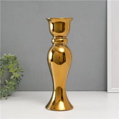 Подсвечник керамика на 1 свечу "Вуаль" d=1,5 см золото 9,8х9,8х30,5 см