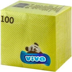 Салфетки бумажные Viva (Вива), 1-слойные, цвет жёлтый, 24х24 см, в упаковке 100 штук
